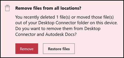 Boîte de dialogue de confirmation de suppression de fichier avec l’option Restaurer