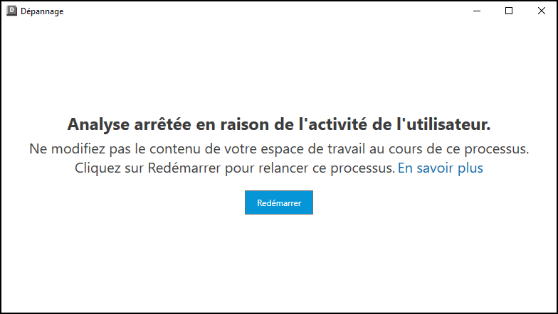 Notification de l’outil de résolution de problèmes qui signale que le scan a été arrêté