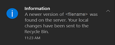 Notification de la corbeille