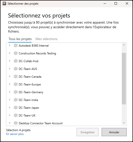 Sélectionner 80 projets