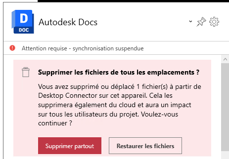 Notification de suppression
