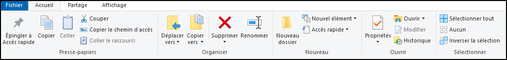 Ruban de l’Explorateur de fichiers