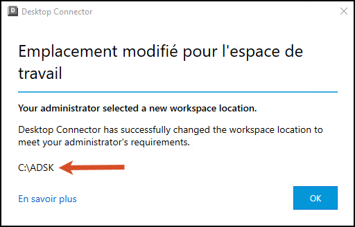 Changement d’espace de travail par l’administrateur DC