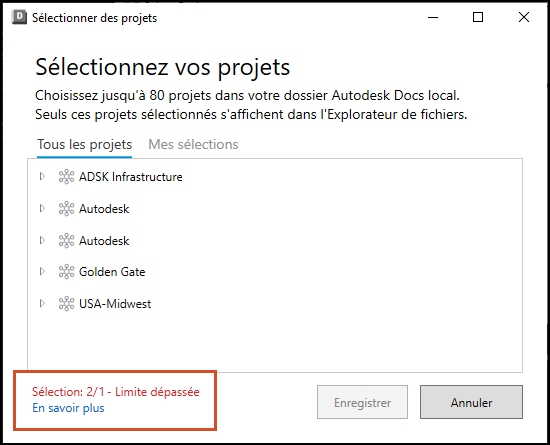 Sélectionner des projets