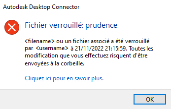 Boîte de dialogue Fichier verrouillé