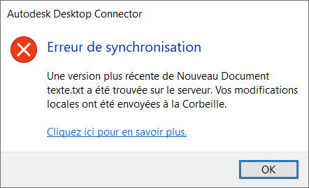 Boîte de dialogue Corbeille