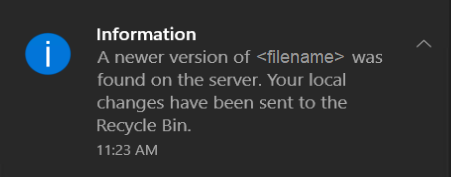 Notification de la corbeille