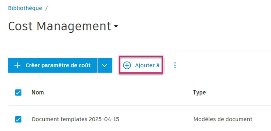 Ajouter à la bibliothèque de projets