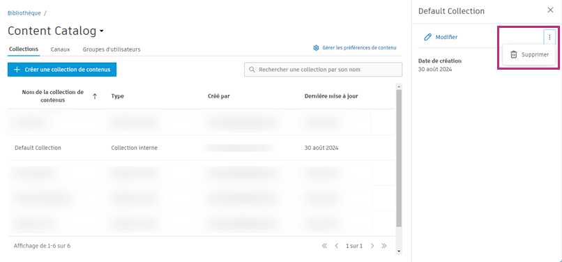 Suppression de la collection