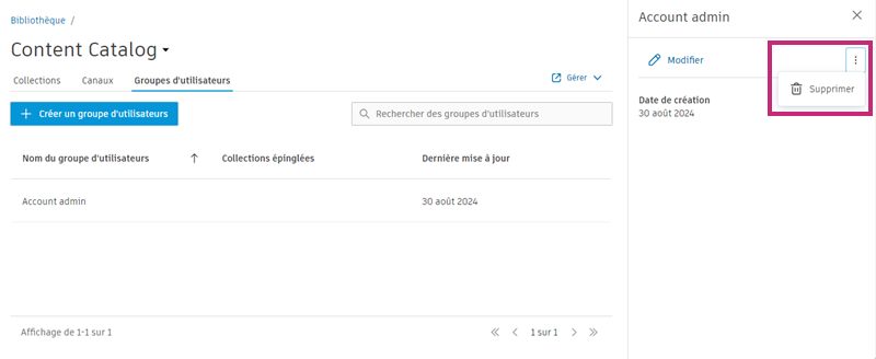 Suppression de groupes d’utilisateurs
