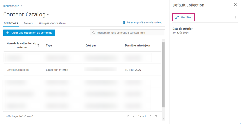 Modification d’une collection de contenus