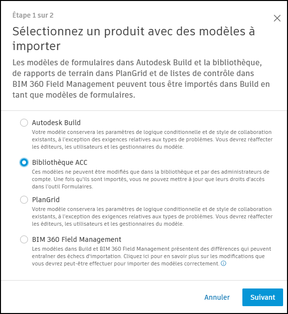 Importation à partir de la bibliothèque ACC