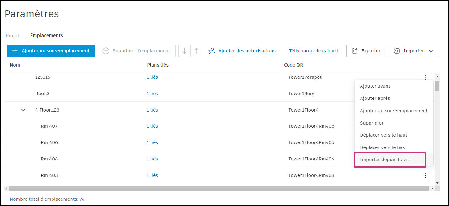 : Importer les emplacements dans le nœud
