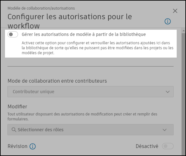Gérer les autorisations depuis la bibliothèque