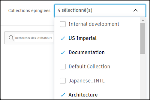 Sélection des collections épinglées