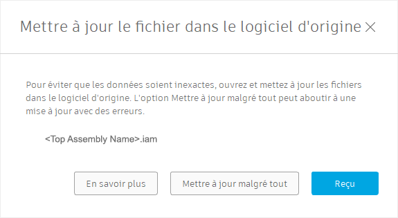 boîte de dialogue de mise à jour du fichier AnyCAD