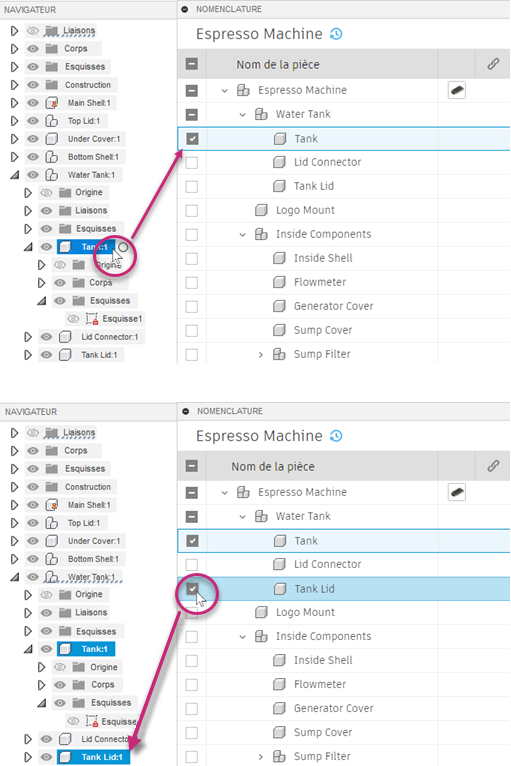 sélectionner des éléments