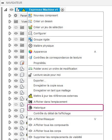 Bouton de l’historique dans le navigateur