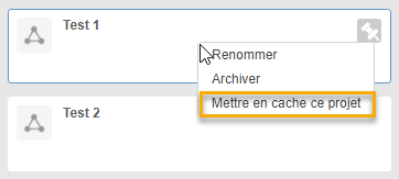 panneau de données, clic droit sur Mettre en cache ce projet 