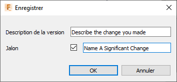 boîte de dialogue Enregistrer avec jalons - simple