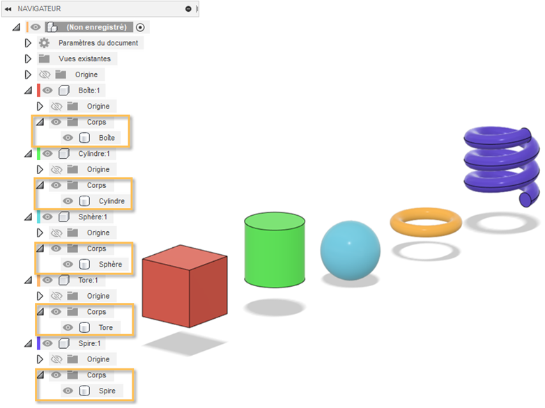 exemple de plusieurs corps dans des composants distincts