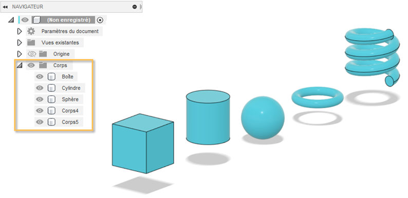 exemple de plusieurs corps dans le composant par défaut