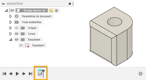 exemple de passage du mode de modélisation directe au mode de modélisation paramétrique