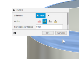 Sélection de surfaces de raccord à usiner