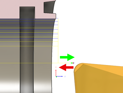 Approche et retrait au niveau du plan de dégagement