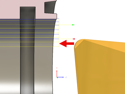 Approche à partir du premier point de la trajectoire d’outil