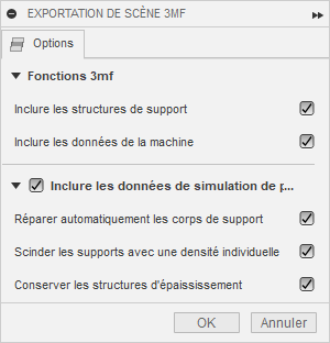 boîte de dialogue Configuration de l’exportation 3mf