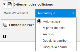 Options de direction d’évitement des collisions