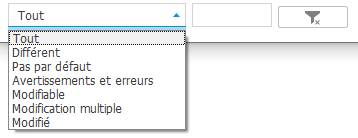 Boîte de dialogue Comparer et modifier - options de filtrage