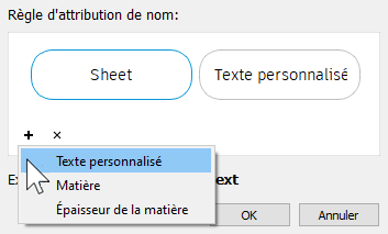 boîte de dialogue Modifier la règle d’attribution de nom