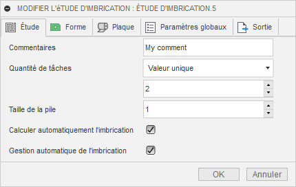 boîte de dialogue Modifier l’imbrication