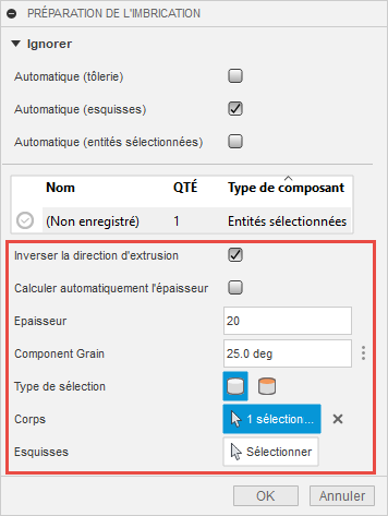 commandes d’entités