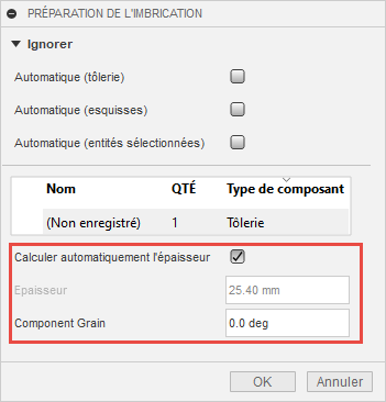 Options de tôlerie