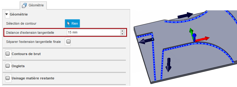 boîte de dialogue distance d’extension tangente - 15 mm avec exemple
