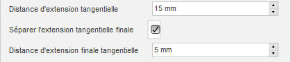 boîte de dialogue de la distance d’extension tangente