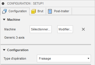 Configuration – Machine de fraisage