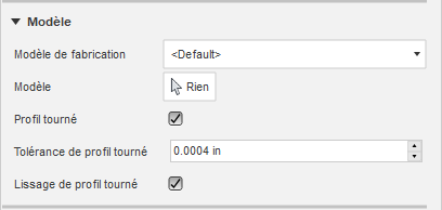 Boîte de dialogue Configuration - groupe Modèle