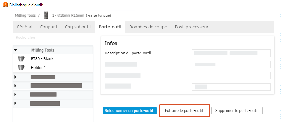 bibliothèque d’outils – gérer les options