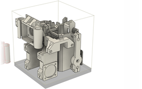 Exemple de disposition avec l’option Emboîtement 3D (forme réelle)