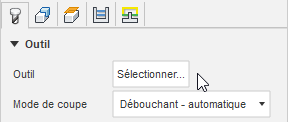 sélection d’outil de coupe
