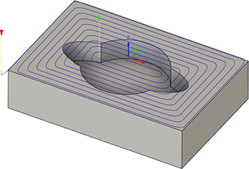 exemple de trajectoire d’outil adaptative 2D pour un surfaçage