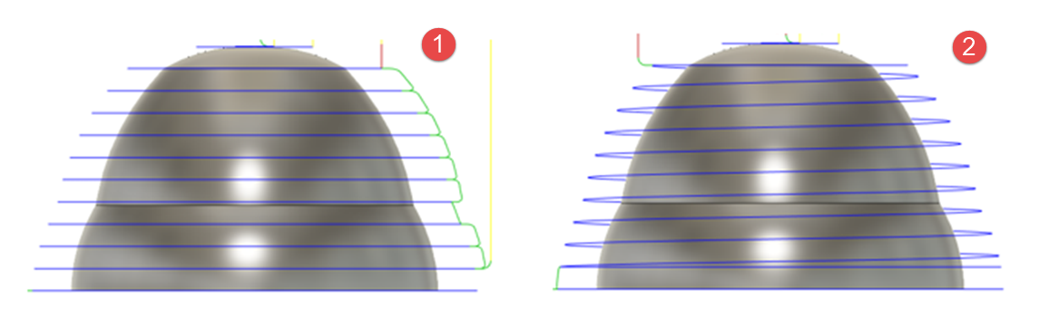 exemple illustrant l’option Continu - zones pentues