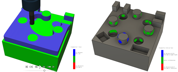 couleurs de tolérance pour la simulation du brut et l’inspection de surface