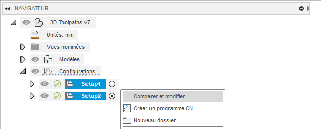 Sélection de la fonction comparer et modifier dans le navigateur