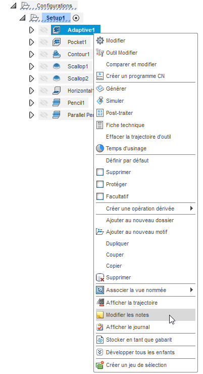 boîte de dialogue Éditer notes