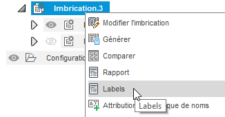 clic droit sur une imbrication pour les étiquettes